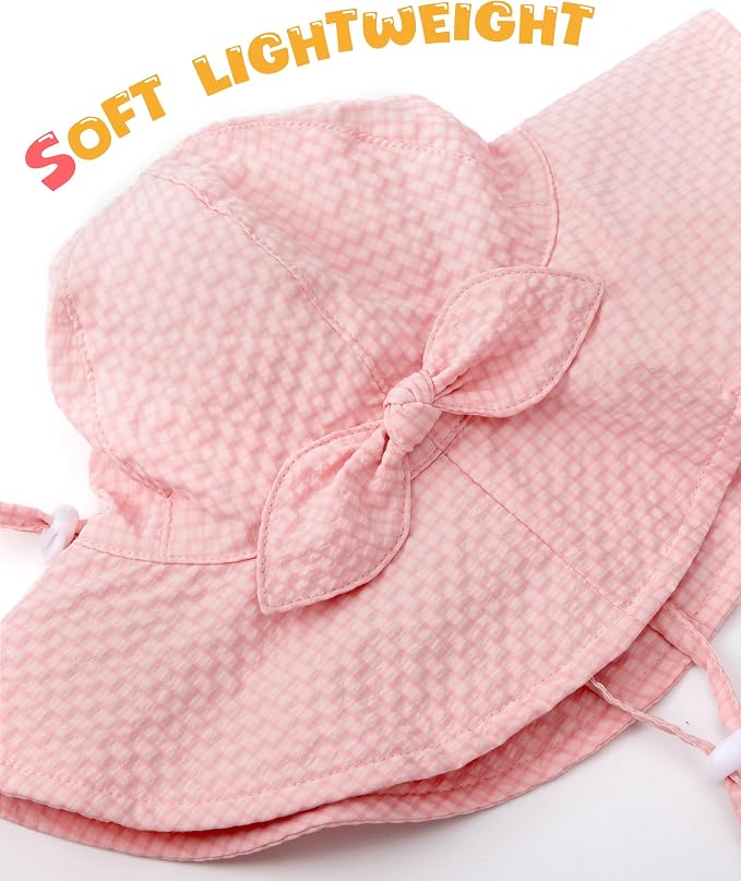HONGTEYA Baby Sun Hat Toddler Girl Beach Hat Adjustable Outdoor Summer Hat UPF - Image 5