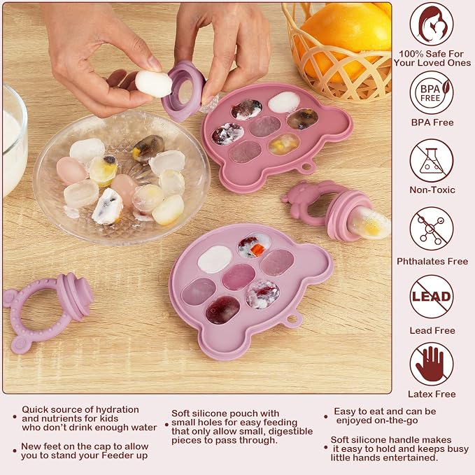 Baby Breastmilk Popsicle Molds & Baby Fruit Feeder, WAJIAYON Baby Food Freezer - Image 5