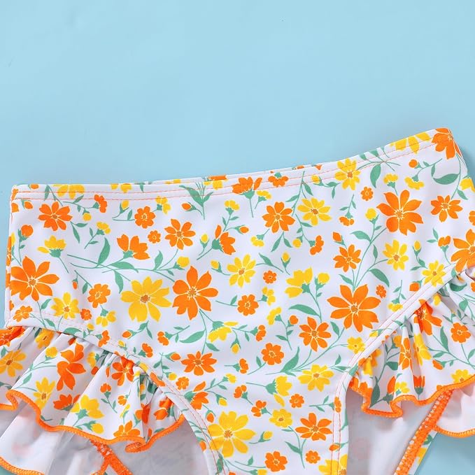 YOUNGER TREE Toddler Girls Two Pieces Swimsuit Color Block Stripe Swimwear - Image 5