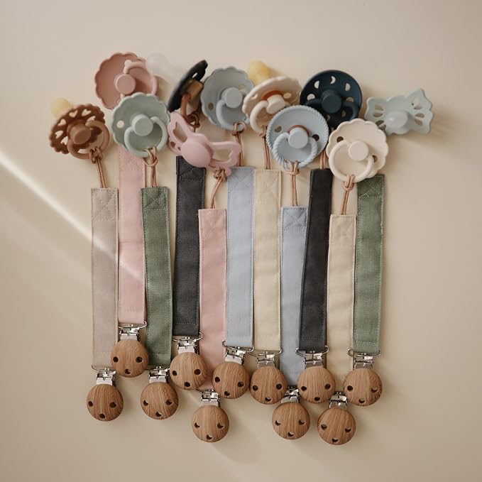 mushie Linen Baby Pacifier Clip Holder | Soft Fabric Strap - Image 2