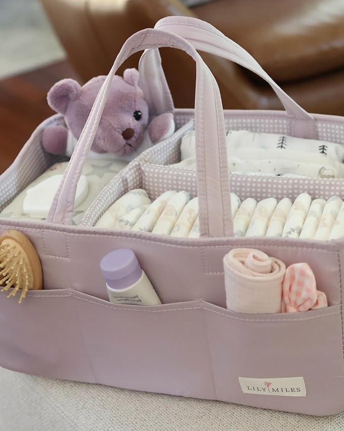 Lily Miles Baby Diaper Caddy Organizer, Wipeable Diaper Organizer Basket - Image 7
