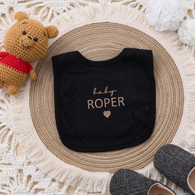 COUPLEHOODIES Custom Baby Name Embroidered Bib – Cotton Feeding Bib - Image 4
