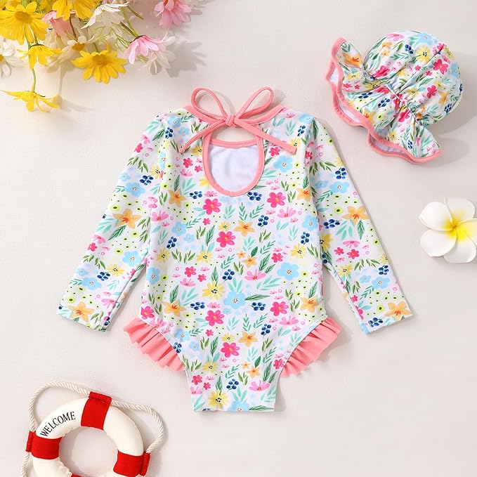YOUNGER TREE Infant Baby Girls Swimsuit Long Sleeve Swimsuits One Piece - Image 3