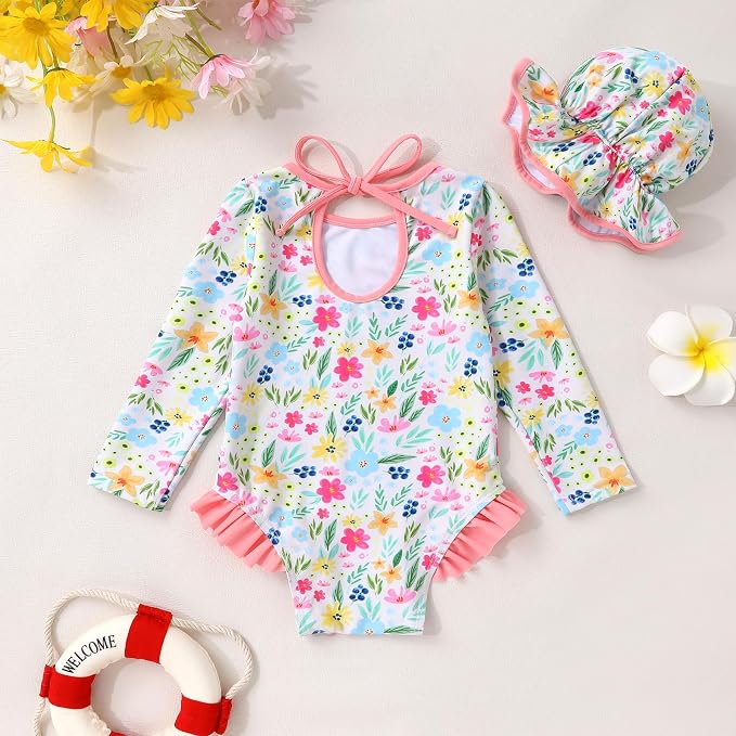 YOUNGER TREE Infant Baby Girls Swimsuit Long Sleeve Swimsuits One Piece - Image 3