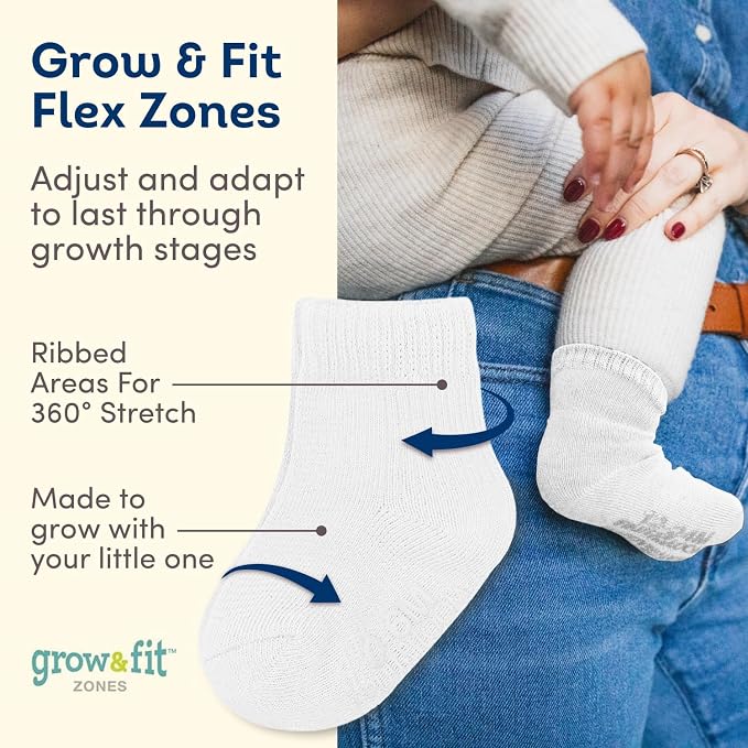 Fruit of the Loom Baby 14-Pack Grow & Fit Flex Zones Cotton Stretch Socks - Image 3