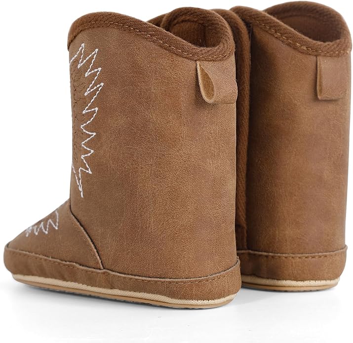 MK MATT KEELY Leather Western Boots Cowboy Bootie Soft Sole Non-Slip Crib Shoes - Image 5