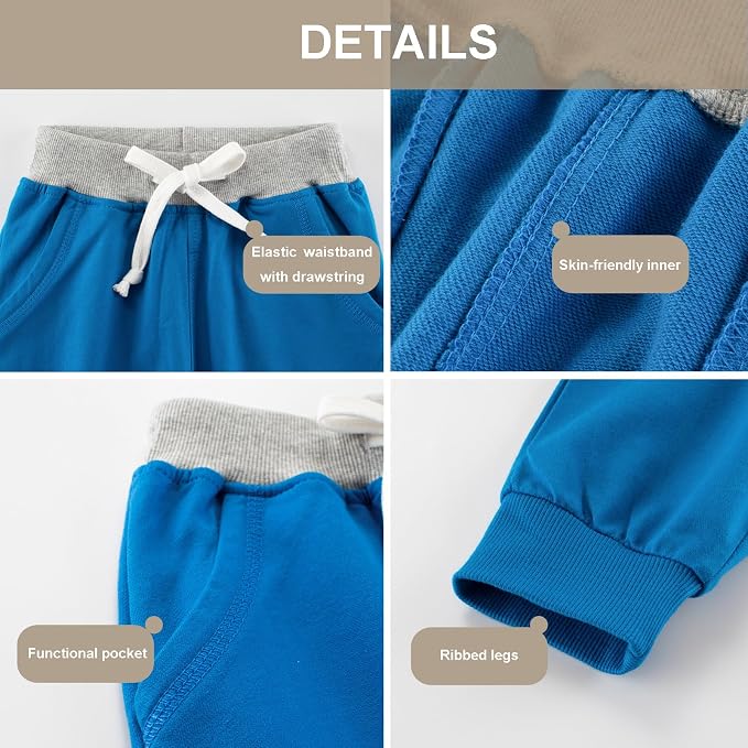 GFQLONG 3 Pack Toddler Boys Sweatpants Kids Active Jogger Pants - Image 2
