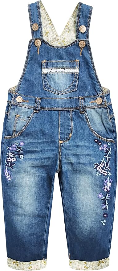 KIDSCOOL SPACE Baby Little Kids Cute Denim Embroidered Fashion Jean Overalls by KidscoolSpaceCallingOutAllTheChildrensDenimLovers