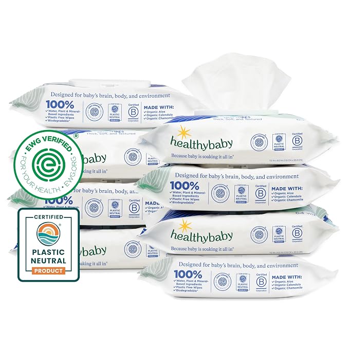 HealthyBaby Our Wet Wipes | EWG Verified Safe | 100% Water & Plant Based | by HealthyBaby