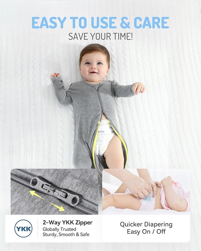 HAPIU Rayon from Bamboo Baby Footed Pajamas, 2 Way Zipper YKK, Footie - Image 4