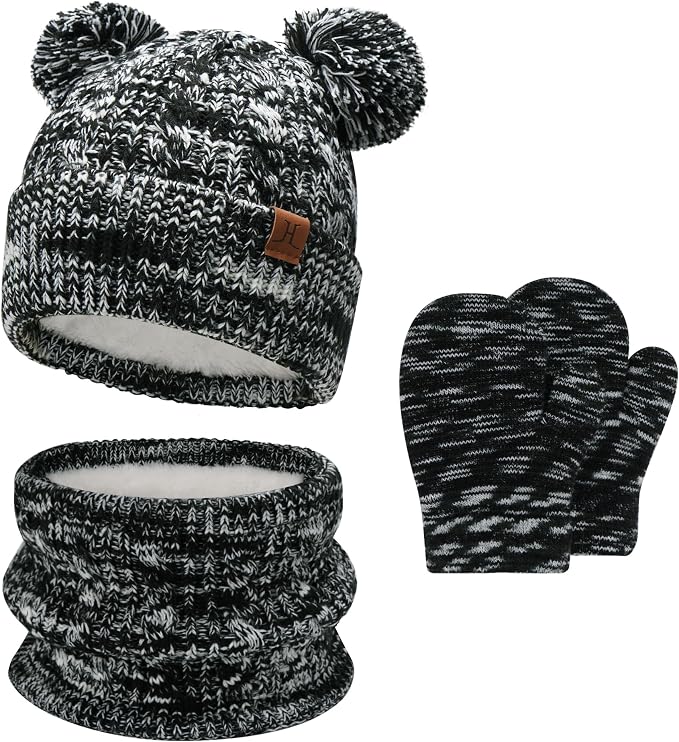 Kids Toddlers Winter Beanie Hats Gloves Neck Scarf Set Mittens Gifts by FZFANTASTICZONE