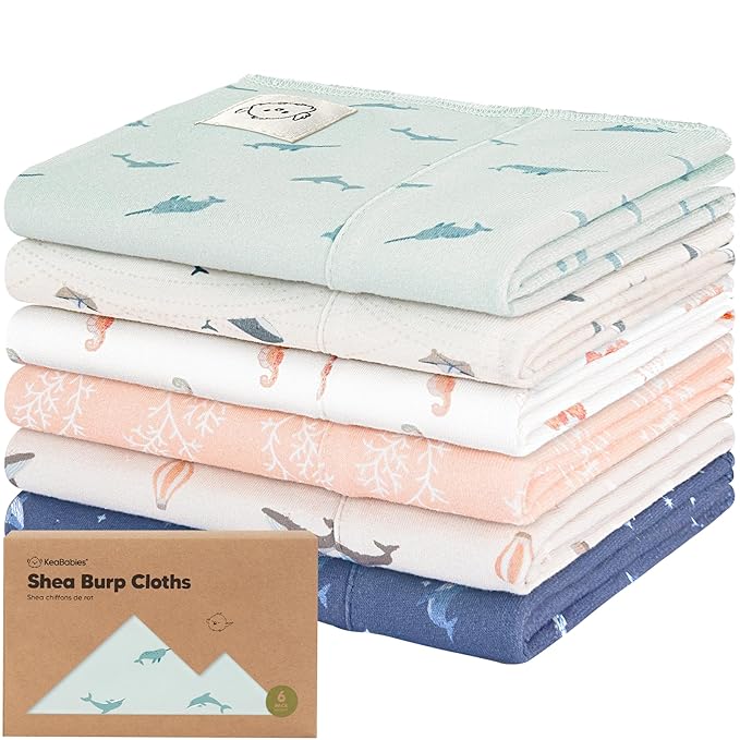 Organic Burp Cloths Baby Boy, Girl by KeaBabies