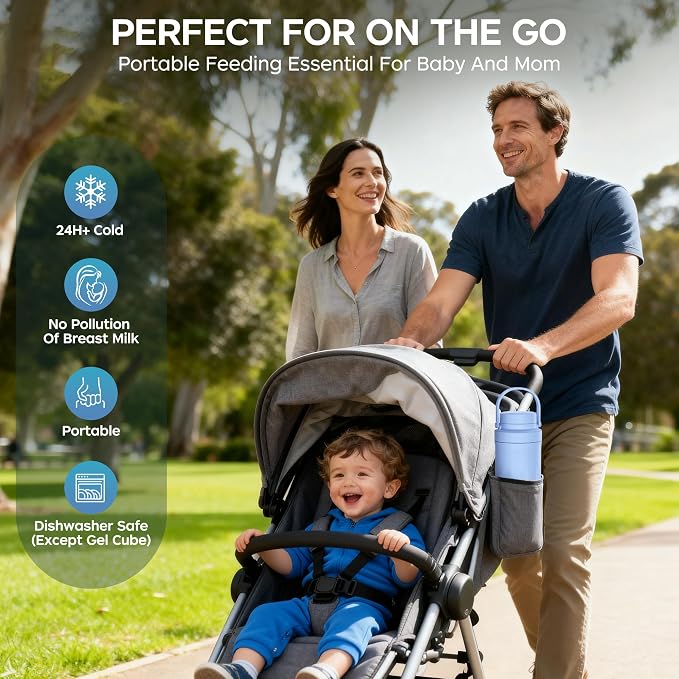22oz Breastmilk Cooler Bottle for Outdoor, 24 Hours All-Day Cooling& Leak-Proof - Image 7