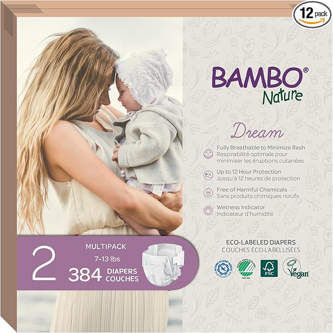 Bambo Nature Hypoallergenic Dream Baby Diapers, Premium Eco-Labeled Sustainable by BamboNature