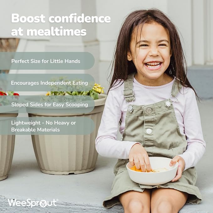 WeeSprout Bamboo Kids Bowls, Set of Four 15 oz Kid-Sized Dinnerware, Leftovers - Image 3