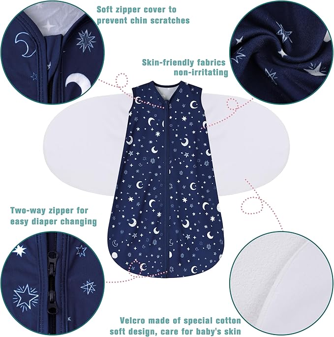 Newborn Sleep Sack Baby Swaddle, 3-6 Months, 3-Way Adjustable Wearable Blanket - Image 4