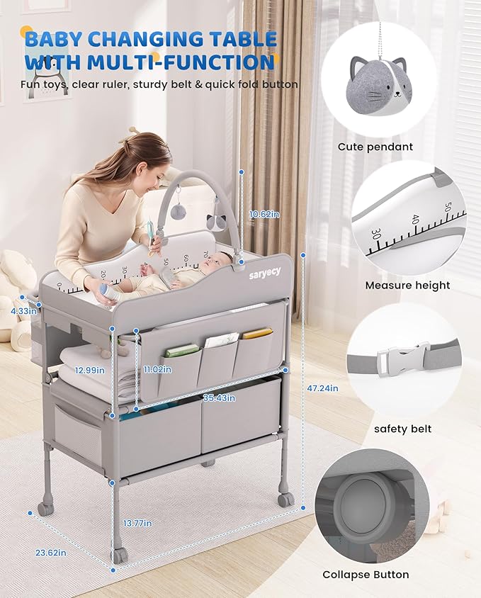 Baby Changing Table, Versatile Folding Changing Table, Waterproof Diaper - Image 4