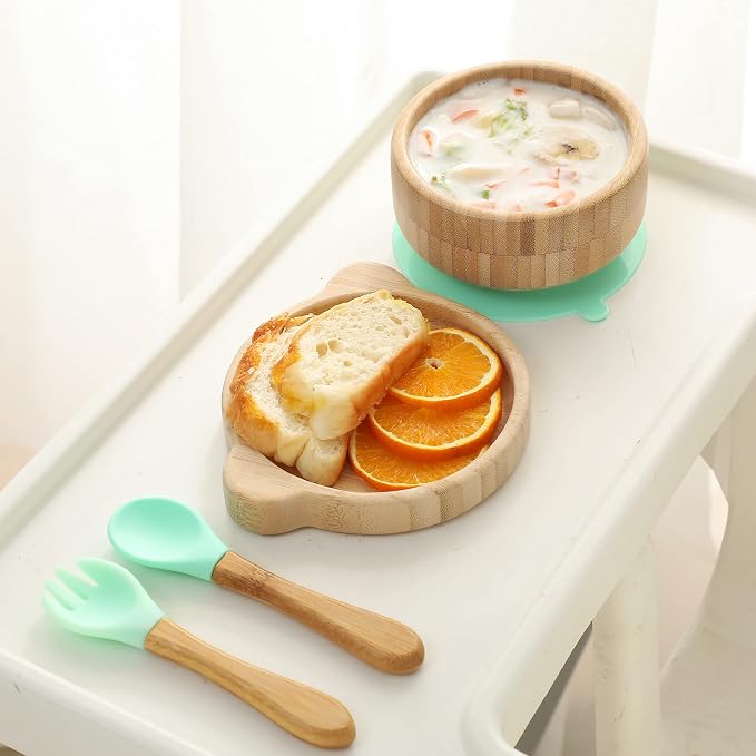 Baby Bowls with Lid, HBM Bamboo Suction Bowls - Image 2