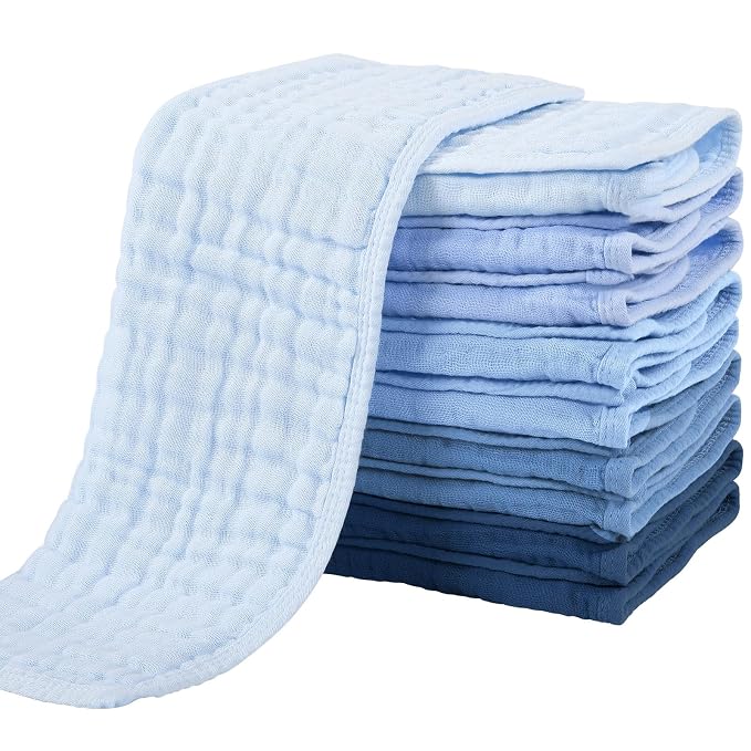 Yoofoss Muslin Burp Cloths for Baby 10 Pack 100% Cotton Baby Washcloths for by YOOFOSS