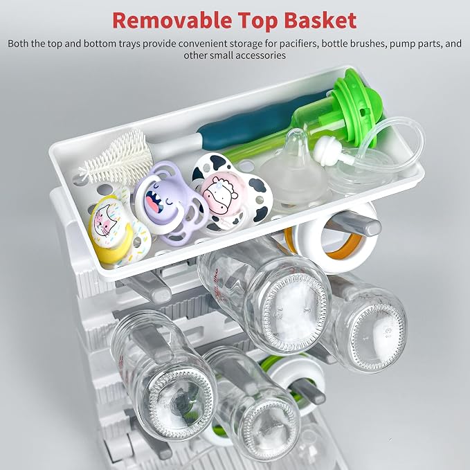Baby Bottle Drying Rack for 12 Bottles, Space Saving Countertop Vertical - Image 6