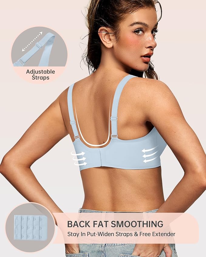 OEAK Womens Deep V Bras Wireless Comfortable Bra Supportive No Underwire Bras - Image 3