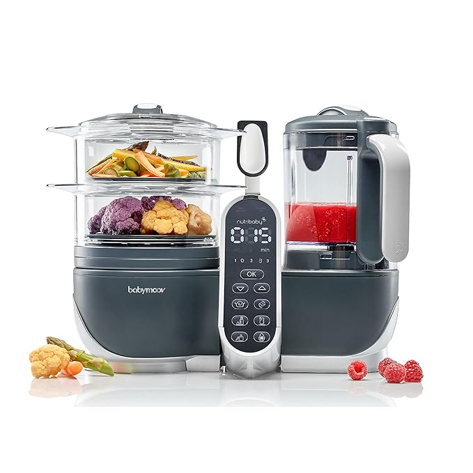 Babymoov Duo Meal Station Grey: Multi-Speed Baby Food Maker Steamer and Puree - Image 4