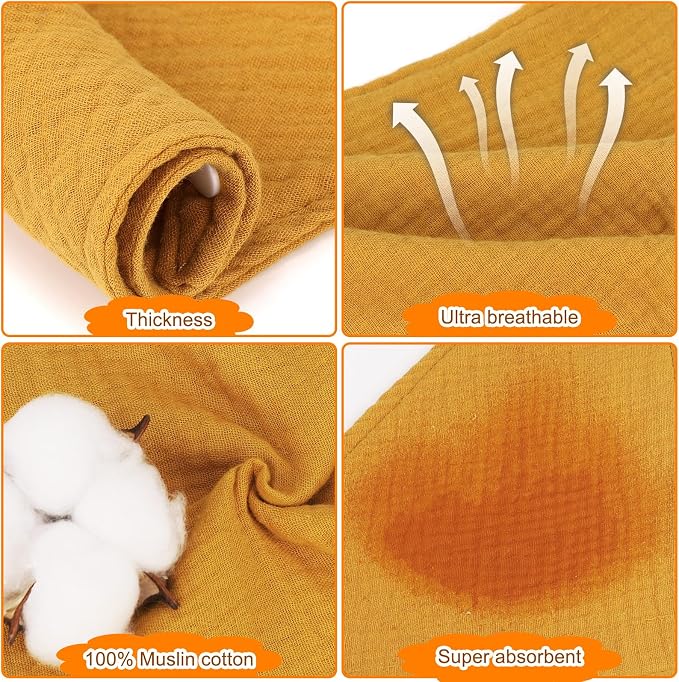 Accmor 10 Pack Muslin Baby Bibs 100% Cotton Bandana Drool Bibs - Image 4