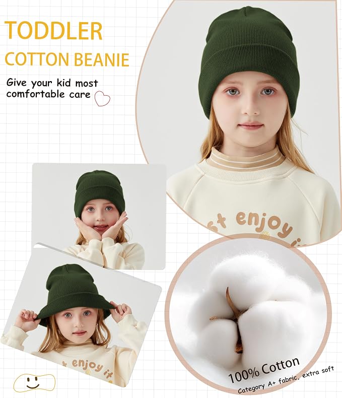 ROYBENS 100% Cotton Baby Beanie Cute Toddler Winter Hat Boys Girls Kids Soft - Image 4