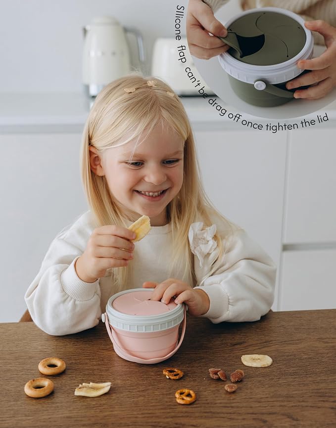 No Spill Silicone Toddler Snack Containers, Detachable Silicone Flap - Image 6