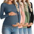 Huukeay 4 Pack Women's Maternity Shirts, Long Sleeve Cotton Ribbed Pregnancy by Huukeay