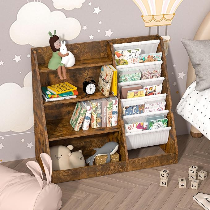 Kids Bookshelf for Bedroom Toddler Children Baby Bookcase 4-Tier for Nursery - Image 2