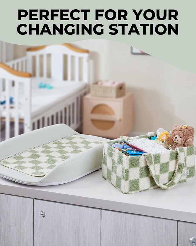 Checkered Diaper Caddy Organizer - Image 6