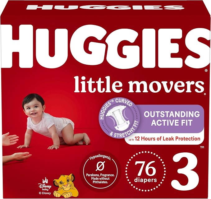 Huggies Size 3 Diapers, Little Movers Baby Diapers, Size 3, Packaging May Vary by Huggies%C2%AE