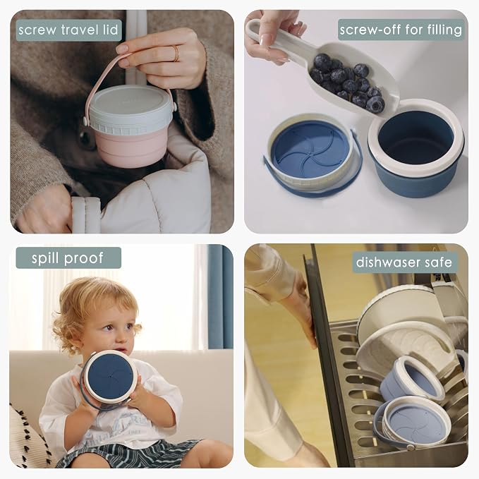 No Spill Silicone Toddler Snack Containers, Detachable Silicone Flap - Image 6