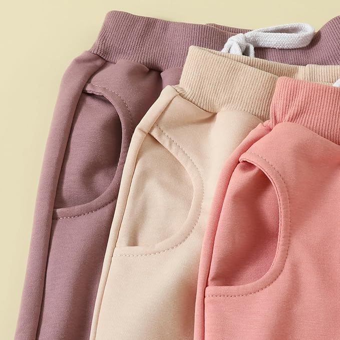 Sejardin Toddler Baby Boy Girl Pants 3 Pack Solid Color Elastic Waist Jogger - Image 5