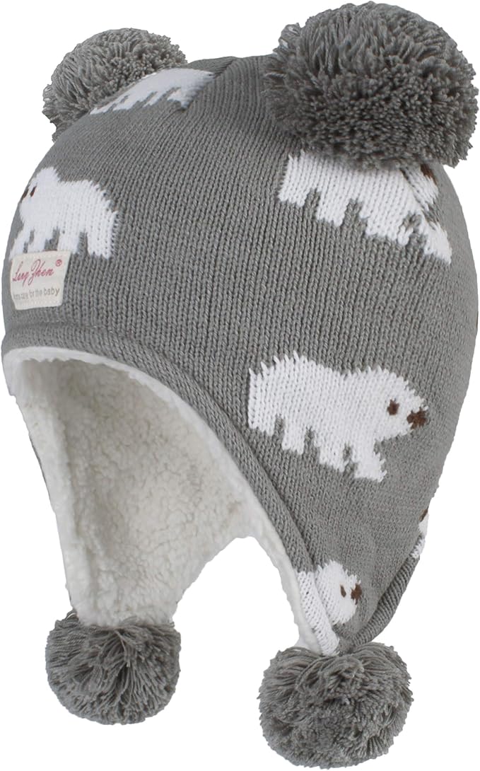 LANGZHEN Toddler Kids Infant Winter Hat, Earflap Knit Warm Cap Fleece Lined - Image 2
