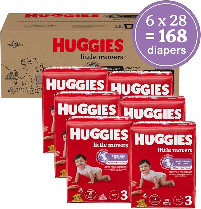 Huggies Size 3 Diapers, Little Movers Baby Diapers, Size 3, Packaging May Vary - Image 2
