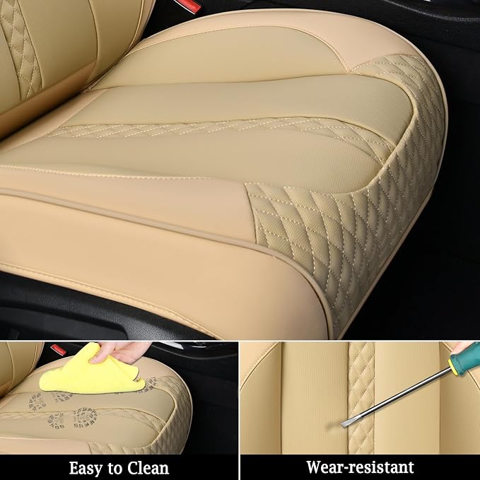 Doogo Front Seat Covers, Leather Car Seat Covers 2-Pack, Waterproof Universal - Image 6