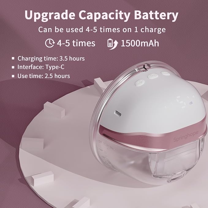 Springhope No.586 Electric Breast Pump Hands Free, Wearable Breastfeeding Pump - Image 2