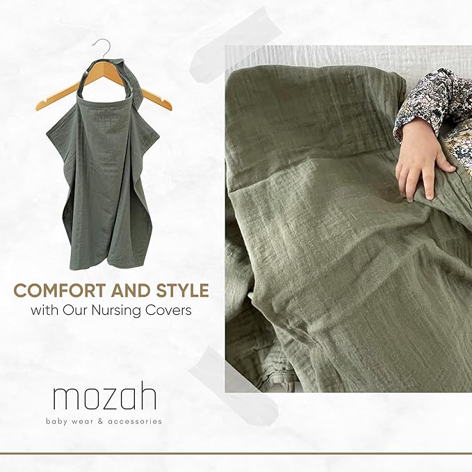MOZAH 100% Organic Cotton Muslin Nursing Cover - Image 3
