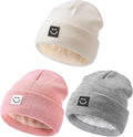Baby Beanie Hat 3 Packs with Cute Smiley Face, Toddler Girls Boys Baby Hats by Hispeka