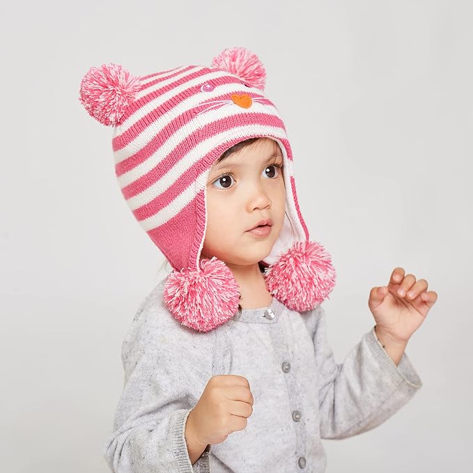 LANGZHEN Toddler Kids Infant Winter Hat, Earflap Knit Warm Cap Fleece Lined - Image 4