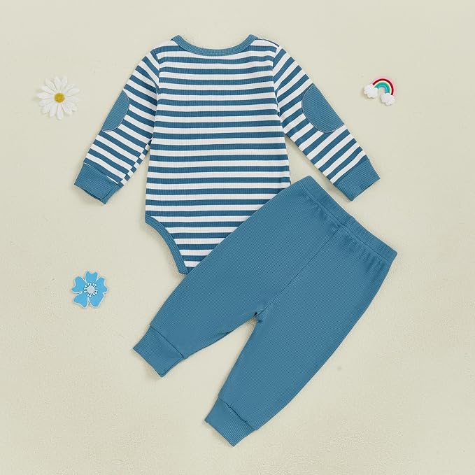 fhutpw Baby Boy Clothes 3 6 12 18 Months Ribbed Knitted Long Sleeve Romper and - Image 3