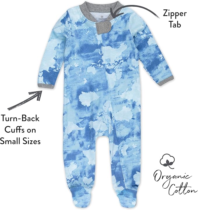 HonestBaby Baby Sleep N' Play One-Piece Zip-Front Footed Organic Cotton Pajama - Image 2