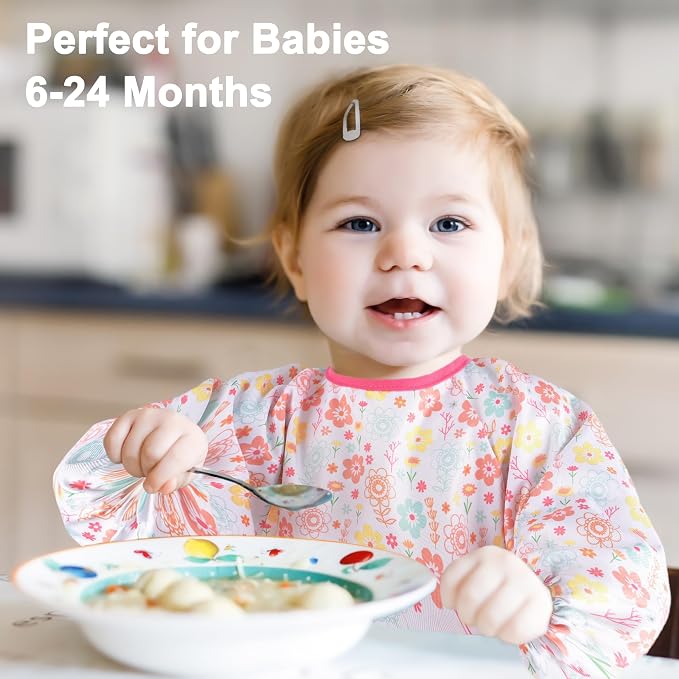 Long Sleeve Baby Bib For Eating Feeding Mess Proof Waterproof Food Smock Bibs - Image 7