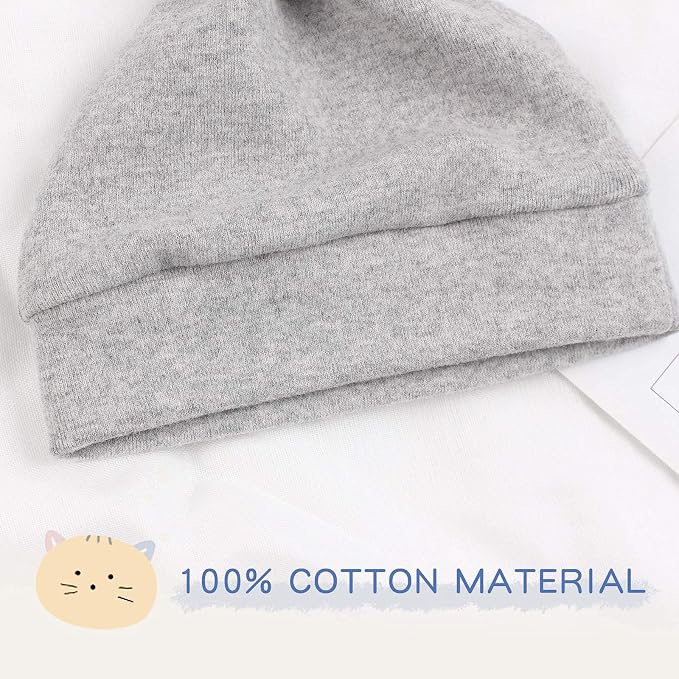 JANGANNSA Newborn Baby Hat Infant Baby Boys Beanie Top Knot Stretchy Hats - Image 4