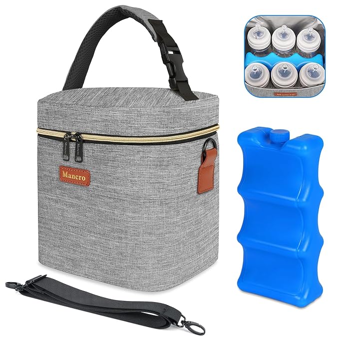 Mancro Baby Bottle Bag with Insulated Cooler, Fits 6 Baby Bottles Up to 9 Ounce by Mancro