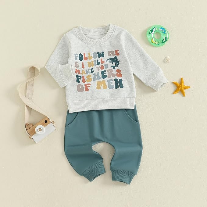 Nyapruwe Toddler Baby Boy Fall Outfit Funny Print Long Sleeve Sweatshirt - Image 4