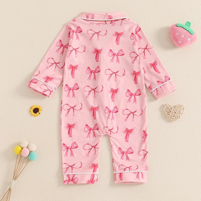 Balaflyie Baby Girl Button Down Pajamas Romper One-Piece Jumpsuit Long Sleeve - Image 2