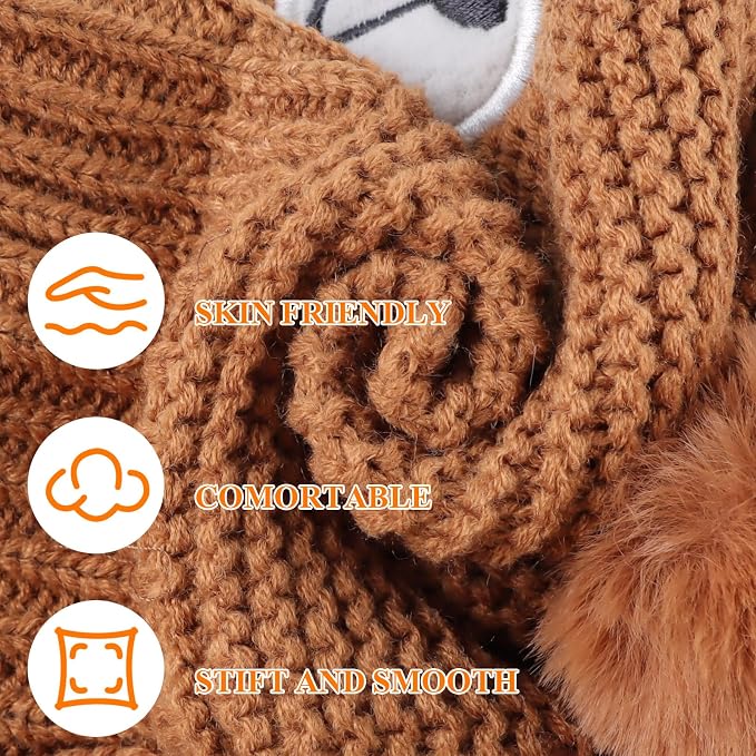 JANGANNSA Cute Bear Baby Beanie Pompom Baby Boys Hat Infant Toddler Winter - Image 6